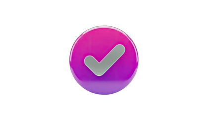 3D Check Mark Icon on a Gradient Circle - Approval Concept