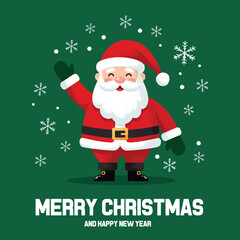 Merry Christmas and Happy New Year Santa Claus sitting on a swing made of festive lights