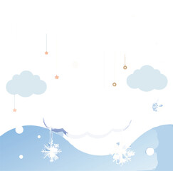 Cozy winter scene with soft, fluffy white snowdrifts and gentle falling snowflakes, peaceful and serene