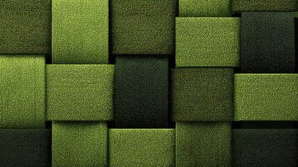 Green And Dark Green Woven Square Pattern