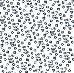 Snowflakes or fireworks explosions and the words "Happy New Year" are repeated on the screen.