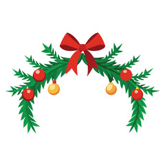 Festive Christmas garland adorned with golden baubles and lush pine branches, ideal for seasonal celebrations.