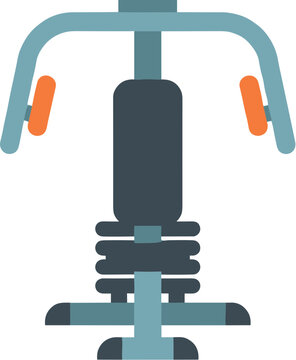 Flat vector icon of a chest press gym machine for strength training.
