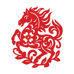 horse zodiac chinese paper cutting