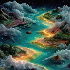 Fantastical Landscape Glowing Rivers
