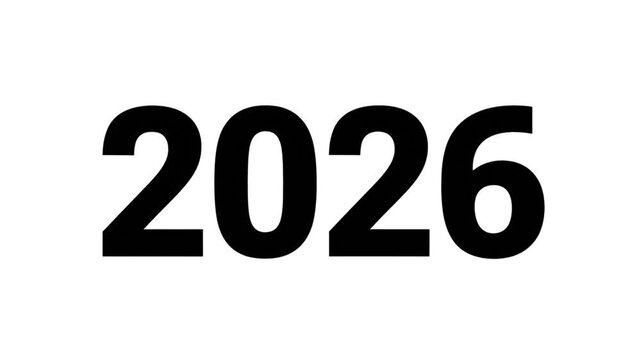 Bold Black Numbers Twenty Twenty Six Scattered on White Background