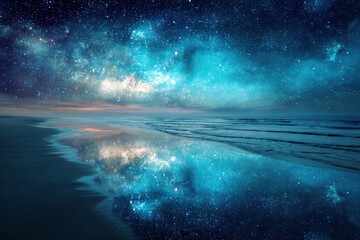 Starry Night Beach Reflection