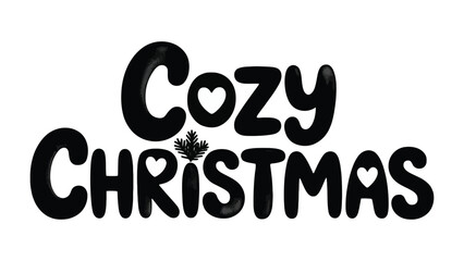 Cozy Christmas Greeting: A heartwarming illustration features festive typography, evoking a feeling of warmth, happiness, and seasonal cheer.