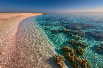Tranquil Coastal Waters Meet Sandy Shore