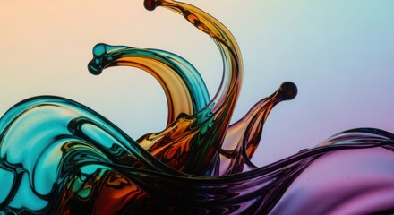 Liquid Dynamics: Captivating Abstract Forms in Motion, A Multicolored Surge