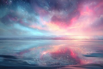 Colorful Cosmic Sunset Over Water