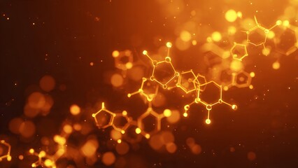 Glowing abstract background design featuring a pattern of shiny red and yellow particles with sparkling stars and bright holiday light effects on a black space night illustration