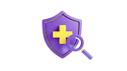 Medical Shield with Magnifying Glass Examining Health Protection