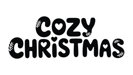 Cozy Christmas lettering: A charming and festive typography, embodying warmth, joy, and the spirit of the holiday season. The word Christmas suggests the festive vibe and holiday spirit.