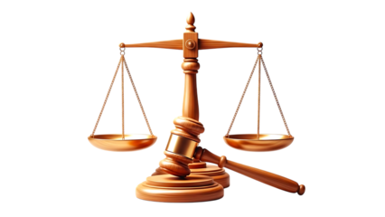 Wooden gavel and balance scales symbolizing justice, fairness, law, legal authority, equality, court decisions, and order.

