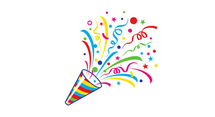 Naklejka premium Exploding Party Popper Sending Colorful Confetti and Streamers into the Air for a Celebration