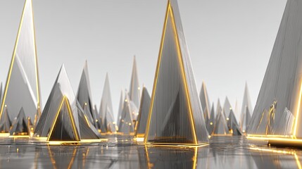 Futuristic Geometric Cityscape With Gold Accents