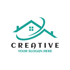 Real estate vector logo. Modern Home/House/property/building creative logotype design. Rent, sale of real estate illustration, House cleaning, home security, residence auction. Property icon sign