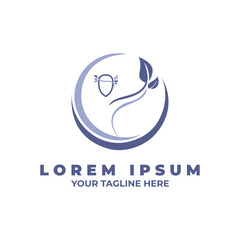 Hand and leaf beauty salon and hair treatment logo. Flower logotype design with line art circle style. logos can be used for spa, beauty salon, decoration, boutique.