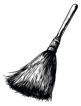 Vintage broom illustration hand drawn sketch vector illustration