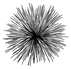 Obraz premium Black spiky radial starburst icon set hand drawn outline illustration