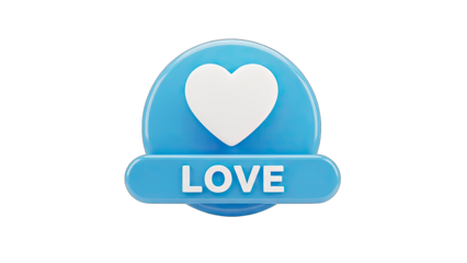 3D Love Icon on Blue Background