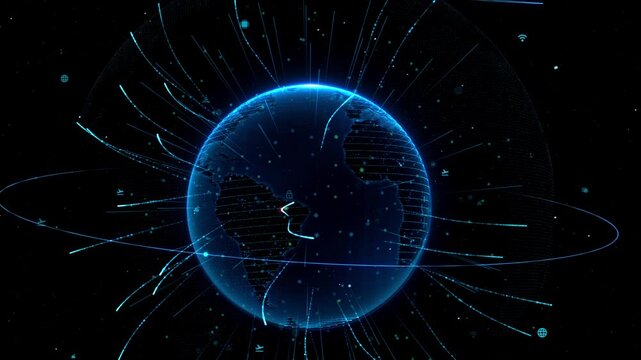 blue technology earth background