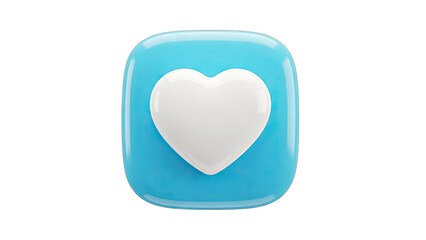 3D Heart Icon on Blue Background