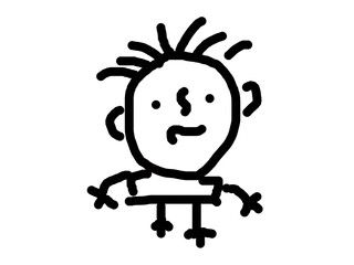 Funny cartoon zombie vector illustration of a running man character with a smile for a comic 3d art drawing