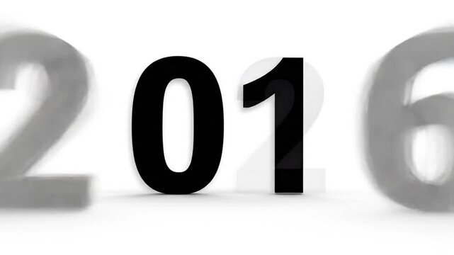 Countdown from 03 to 2026 displaying numbers in 3d effect on white background