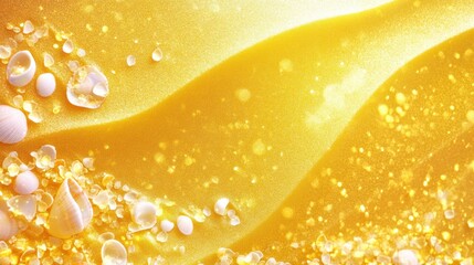 Gold-toned seashell and sand texture.