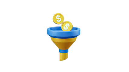 Money Funnel: Coins Falling into Funnel - Business Concept