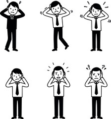 Man In Suit Holding Head In Frustration And Stress Vector Illustration