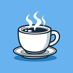 Hot Coffee Cup Illustration. Cartoon Steaming Espresso Mug for Breakfast and Cafe Break.