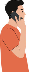 Man Talking On Phone Isolated Minimalist Flat Design Illustration
