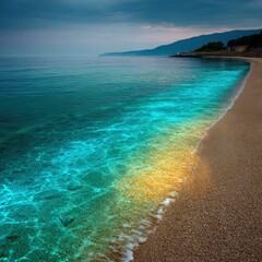 Vibrant Turquoise Coastal Waves At Sunset