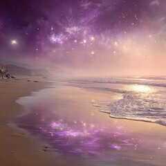 Magical Beach Sunset Under Starry Sky