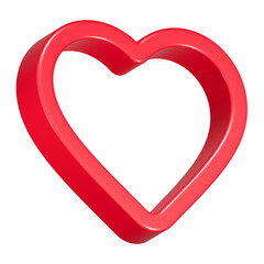 love heart 3d rendering icon red color