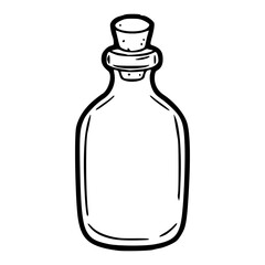 glass bottle with cork stopper outline