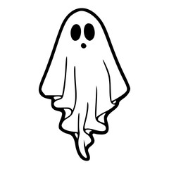 simple hand drawn ghost outline icon isolated on white background