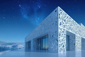 Modern Architecture Building Exterior Night View