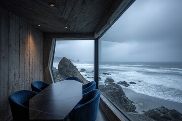 Coastal Dining Room With Ocean View