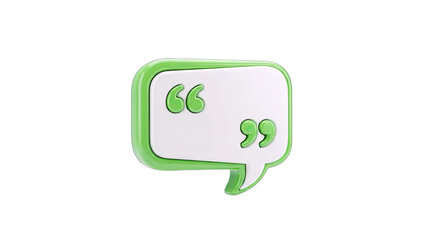 Fototapeta premium 3D Quote Bubble Icon Isolated on White Background