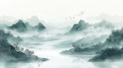 misty mountain landscape