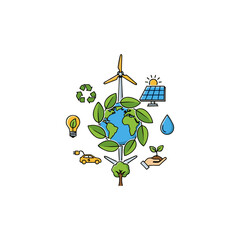 Renewable energy and sustainability vector illustration
