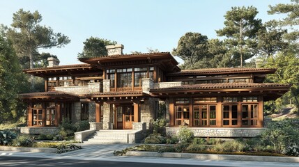 Obraz premium Craftsman Style House Architectural Design
