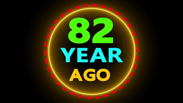 82 year ago animated text circle