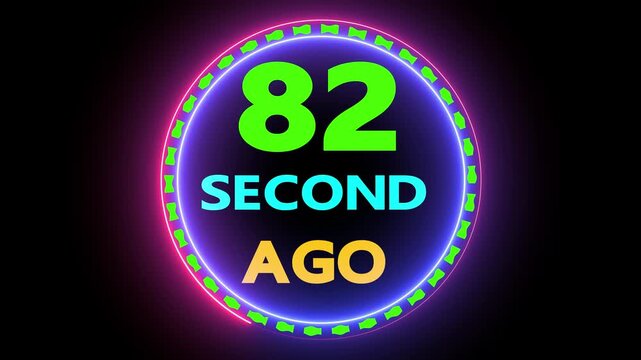 82 second ago animated text on black screen