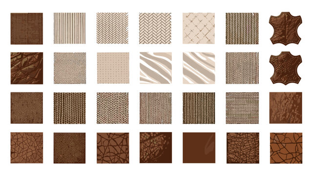Collection of various brown leather texture samples