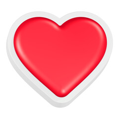 love heart 3d rendering icon red button